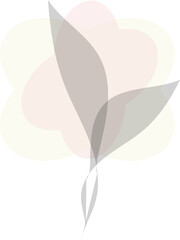 Leaves drawn by hand, and spots of pastel colors. 3d.