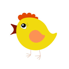 A cute yellow chick, a sweet little birdy cartoon, baby chicken character
