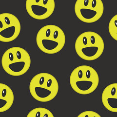 Yellow smiles vector pattern. Seamless smile pattern.