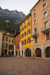 Fototapeta na wymiar The historic Piazza Tre Novembre square in central Riva del Garda in the Trentino-Alto Adige region of Italy in winter 