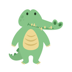 cartoon style illustration of a cute crocodile