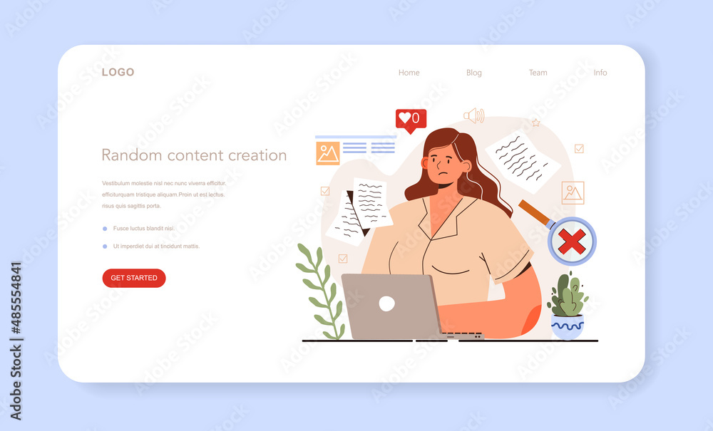 Poster random content creation. content manager guidance. content creation mistake
