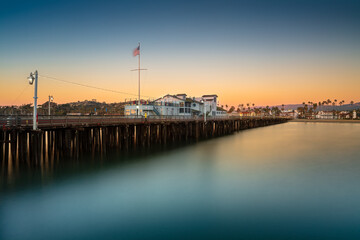 Santa Barbara Pier, California.  Long Exposure at Sunrise.