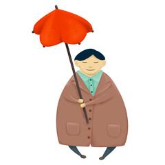 Big boy with umbrella in heart form