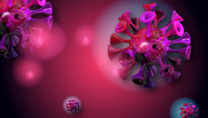 Aids virus 3D red background 