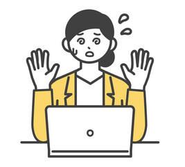 女性社員がパソコンを操作するイラスト素材