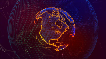 Communication technologies for internet business. Global world network and telecommunications on earth. Earth globe 3d illustration.