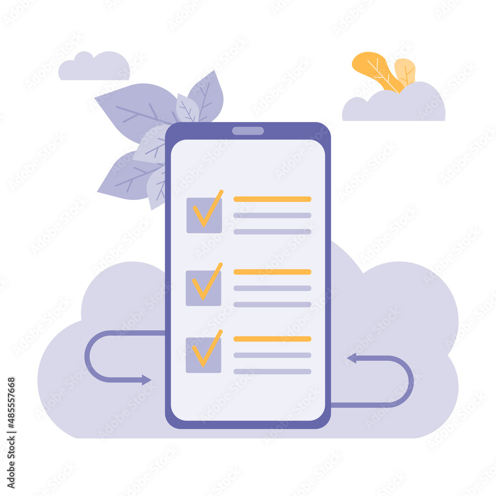Poster smartphone with data, cloud server. save information from your smartphone to the cloud server. vecto