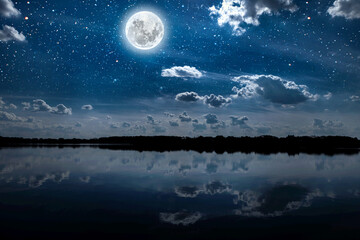 Naklejka na ściany i meble backgrounds night sky with stars and moon and clouds