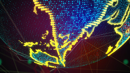 World map point, line, composition representing global, global network connection, international significance. Earth globe 3d illustration.