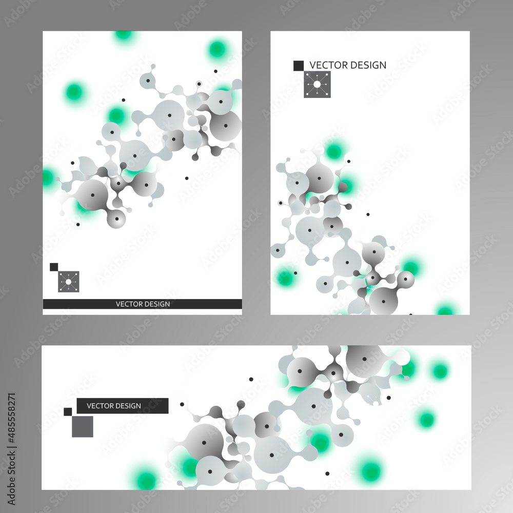 Aufkleber vector connect design. molecular compounds of circles with colored elements on covers of brochures. 