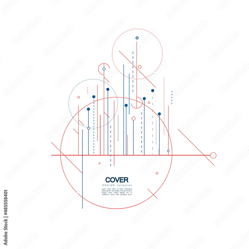 Poster abstract digital technology background with circles and lines. vector futuristic structure elements.