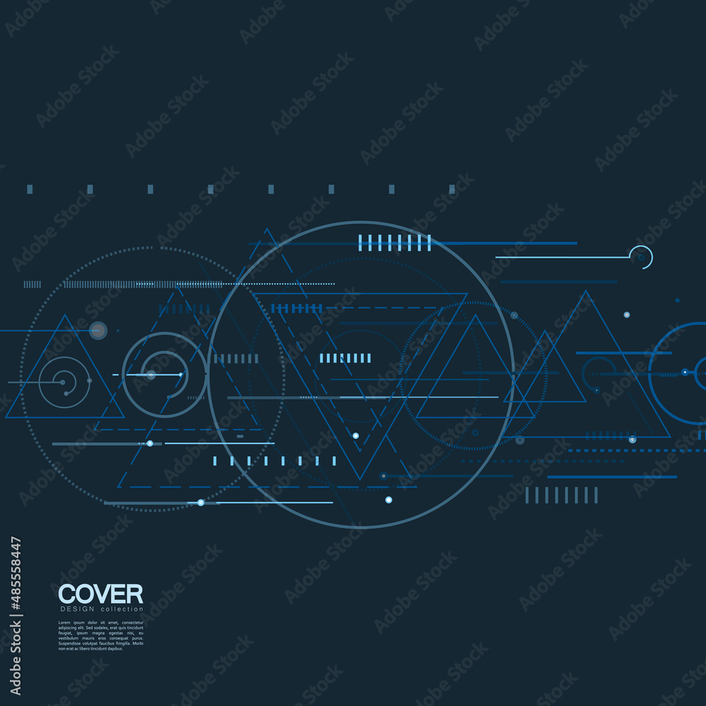 Poster vector circles design connection. graphic abstract technology background. lines connect pattern. dig