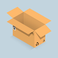 Vector drawing of a cardboard box with marking