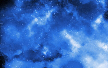 Space background with stardust and shining stars. Realistic cosmos and color nebula. Colorful galaxy. 3d illustration