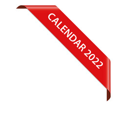 CALENDAR 2022 - vector illustration of red corner ribbon banner on white background
