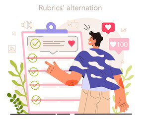 Rubrics' alternation. Social media content manager guidance. How create
