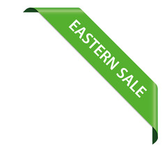 EASTER SALE - vector illustration of green corner ribbon banner on white background