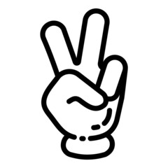 Obraz premium Victory Sign Cartoon Hand Gesture Flat Icon Isolated On White Background