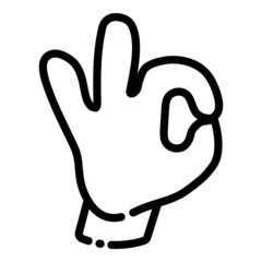 Ok Cartoon Hand Gesture Flat Icon Isolated On White Background