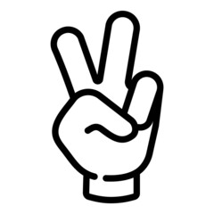 Victory Sign Cartoon Hand Gesture Flat Icon Isolated On White Background