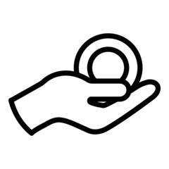 Coins On Palm Flat Icon Isolated On White Background