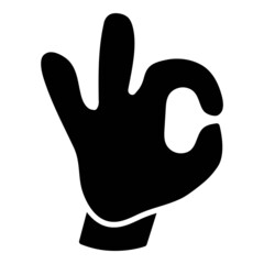 Ok Cartoon Hand Gesture Flat Icon Isolated On White Background