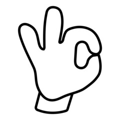 Obraz premium Ok Cartoon Hand Gesture Flat Icon Isolated On White Background