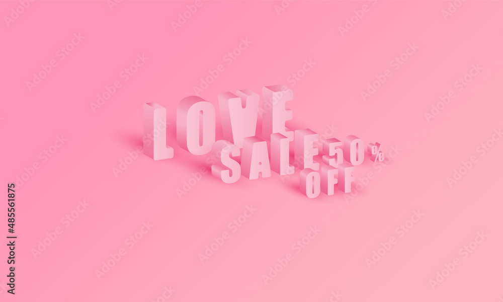 Poster love pink color for sale 50% off of gradient background for display product website for valentine's 