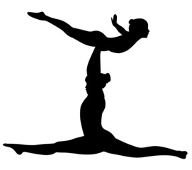 girl gymnast athlete isolated on white background.acrobatic stunt. Gymnasts acrobats vector black silhouette. Gymnasts acrobats vector	