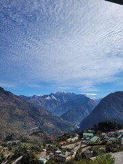 Gopeshwar, India - January 5th 2022: Panaromic view from Gopeshwar in uttarakhand