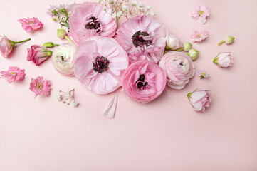 Floral arrangments of tender ranunculus flowers