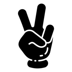 Victory Sign Cartoon Hand Gesture Flat Icon Isolated On White Background