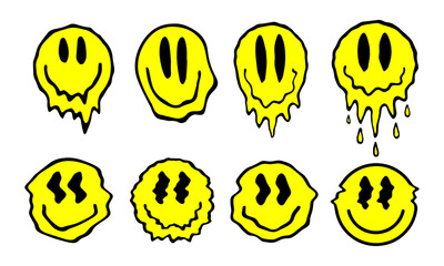 Cool Drippy Smile Vector Illustration. Acid Trip Colorful Artwork. Trendy Rave Graphics.