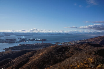 Obraz premium Beautiful view of Avacha Bay from the mountain