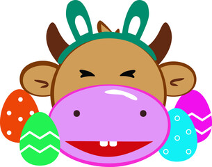 Cartoon cow in Easter
