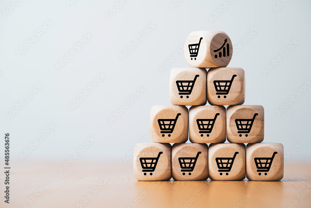 Poster wooden cube block stacking which print screen shopping trolley cart and investment graph for sale am