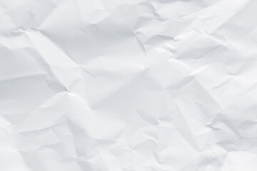 White crumpled paper texture background.