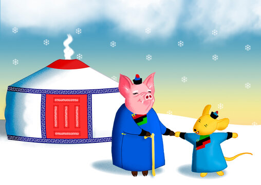 Lunar symbols in traditional clothes
