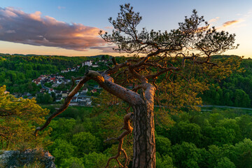 Schloß Egloffstein im Sonnenuntergang Franken