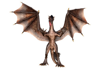 3D Rendering Fairy Tale Dragon on White