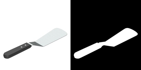 3D rendering illustration of a small kitchen spatula