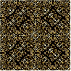 Gold mandala seamless pattern floral ornament	