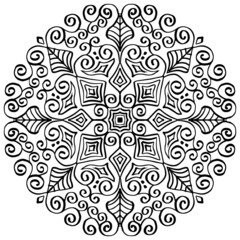 Mandala seamless pattern floral frame on black and white