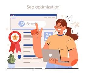 Blog SEO optimization. Idea of search engine optimization for blog promotion