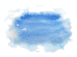 Hand painted watercolor liquid stain isolated on white. Blue.