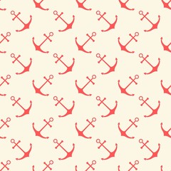 Nautical seamless pattern with geometric ship anchors