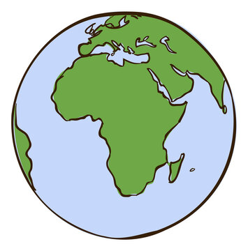 Africa continent on plamet Earth. Round map icon © YummyBuum