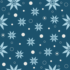 Vector graphic of seamless pattern design with dark blue, light blue and with color scheme and also with flower theme. Perfect for pattern of textile industry