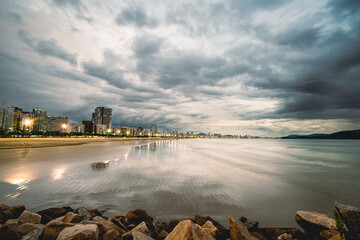 The beautiful beach of Santos, Sao Paulo, Brazil.